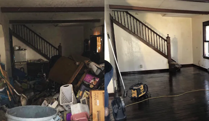 Séjour lumineux remis en état après le passage des équipes LeBonTri