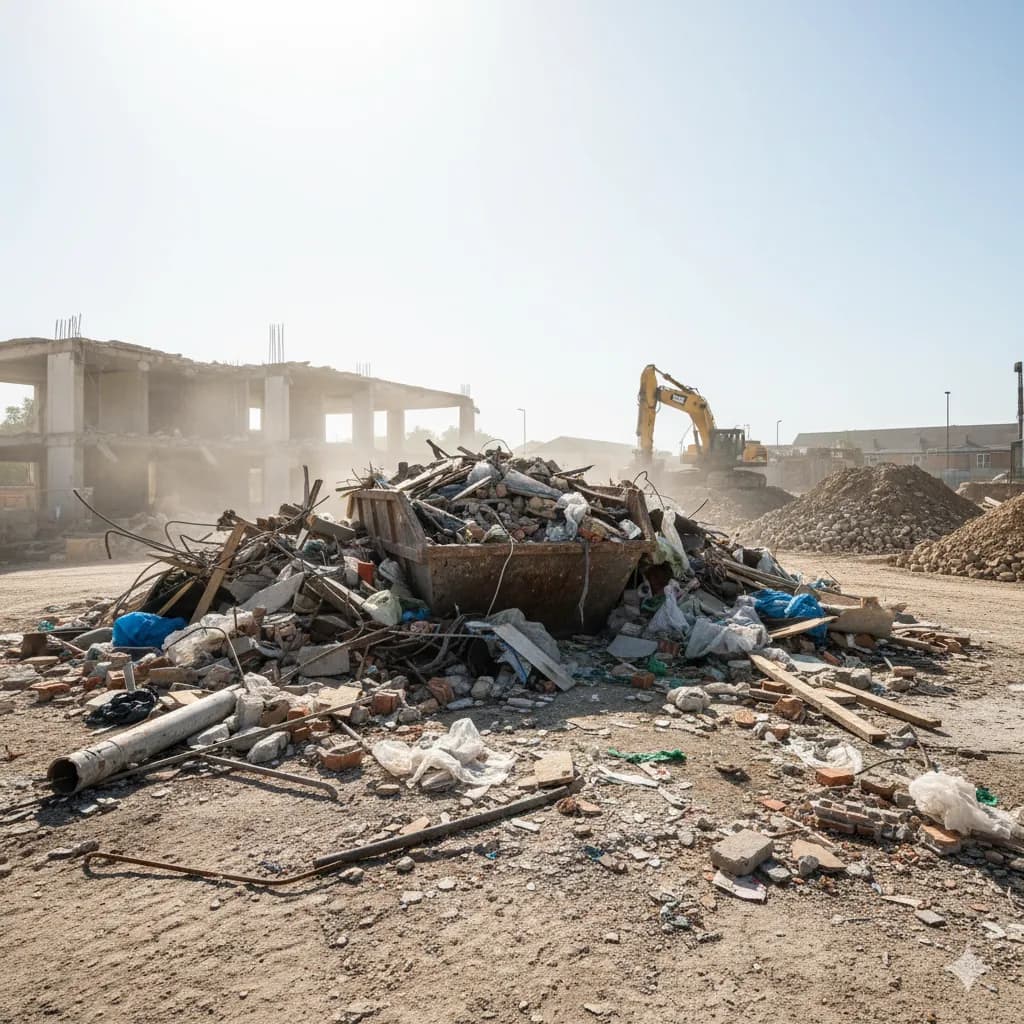 Camion LeBonTri stationné devant un immeuble pour un débarras de chantier